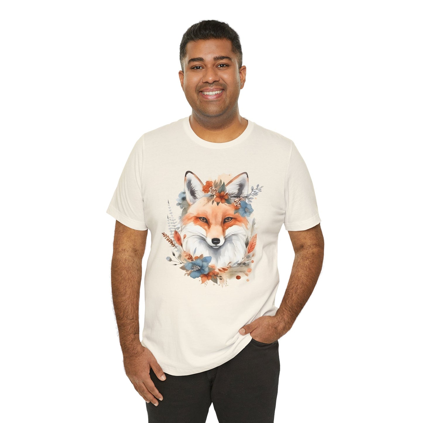 Watercolor Fox and Flowers Tee (Unisex)
