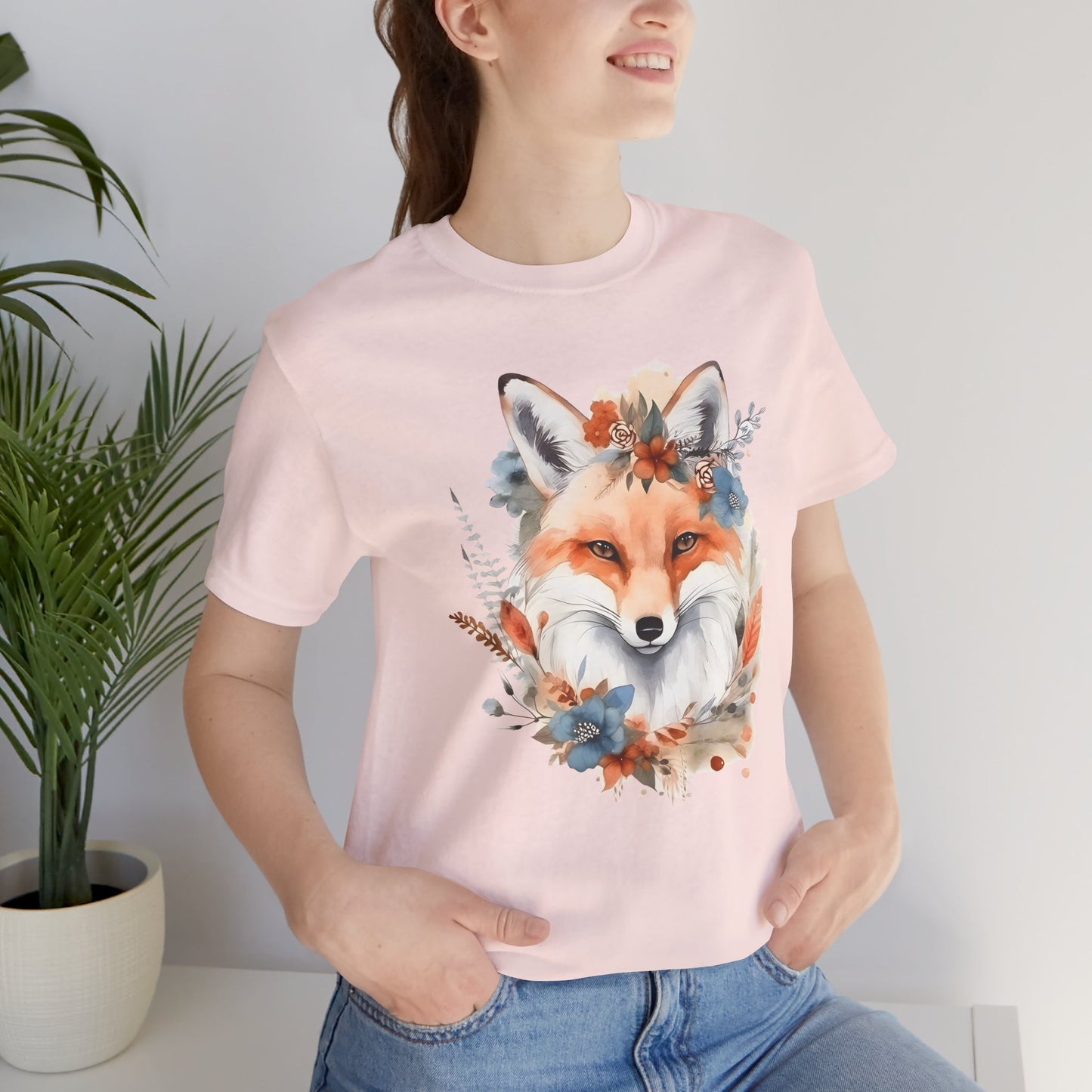 Watercolor Fox and Flowers Tee (Unisex)