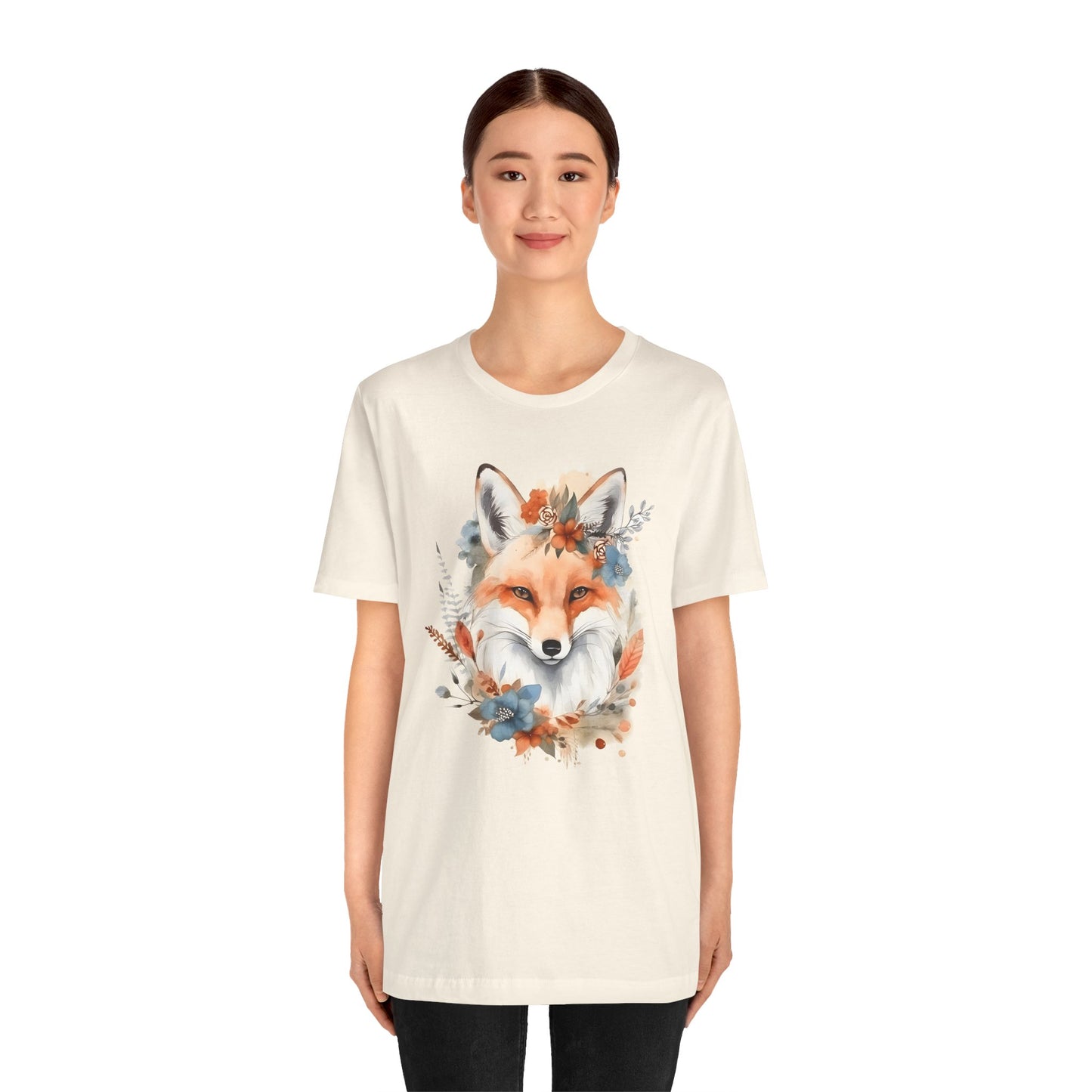 Watercolor Fox and Flowers Tee (Unisex)