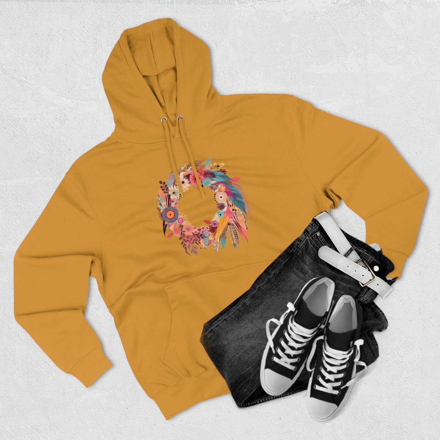 Whimsical Feather Wreath Hoodie (Unisex)
