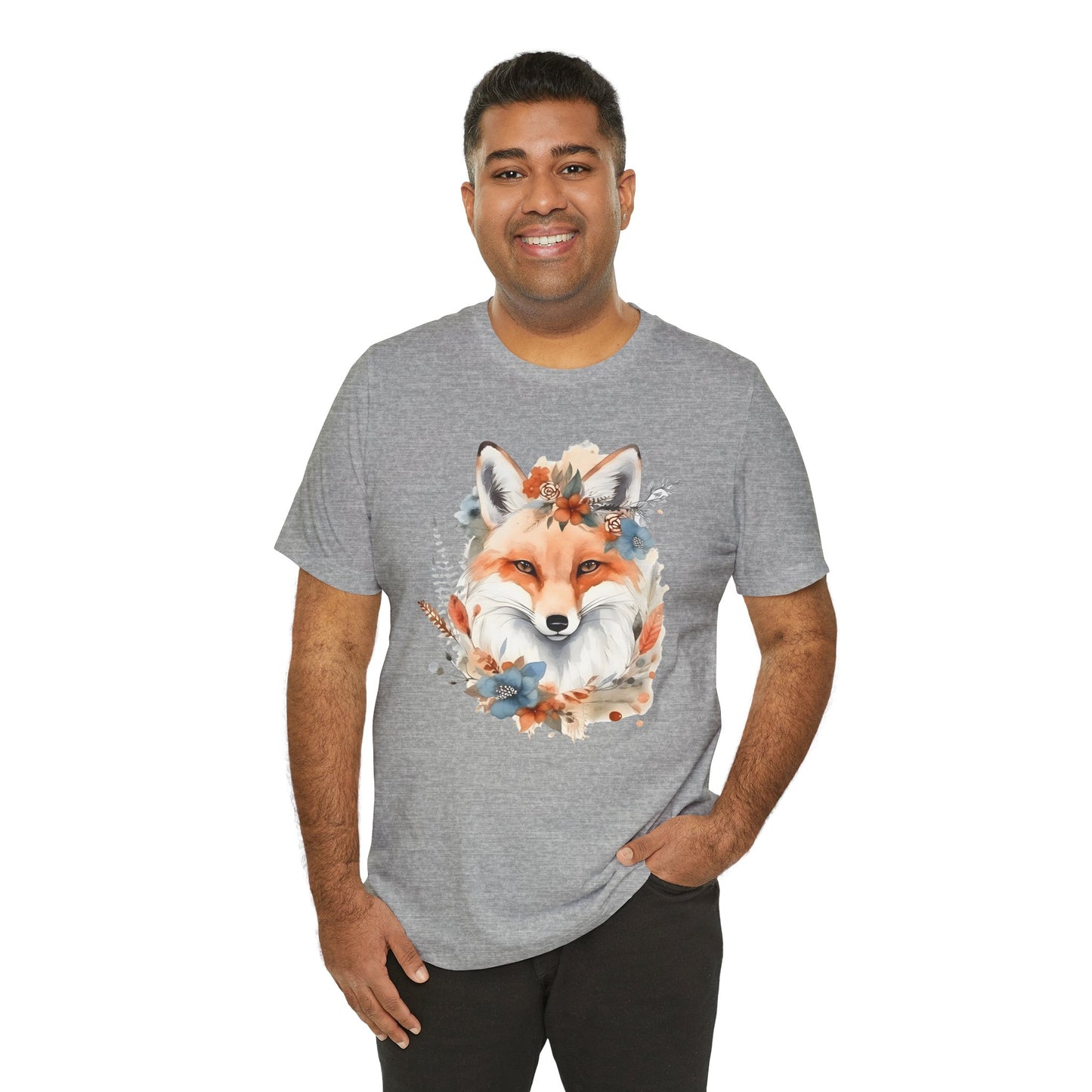 Watercolor Fox and Flowers Tee (Unisex)