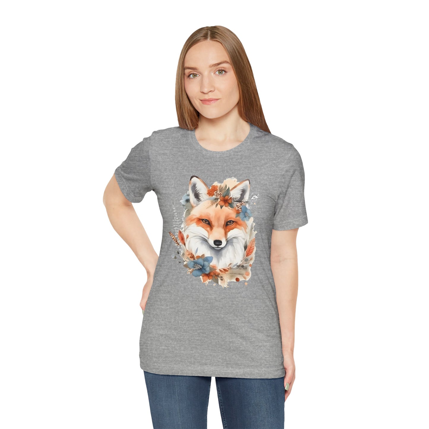 Watercolor Fox and Flowers Tee (Unisex)