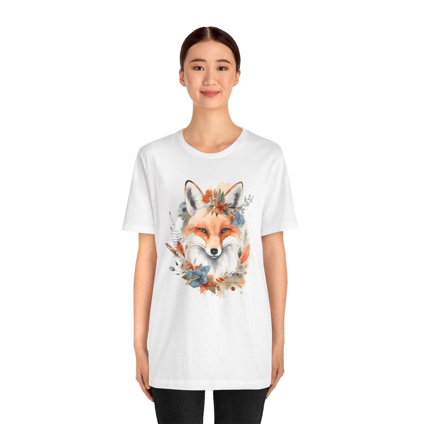 Watercolor Fox and Flowers Tee (Unisex)