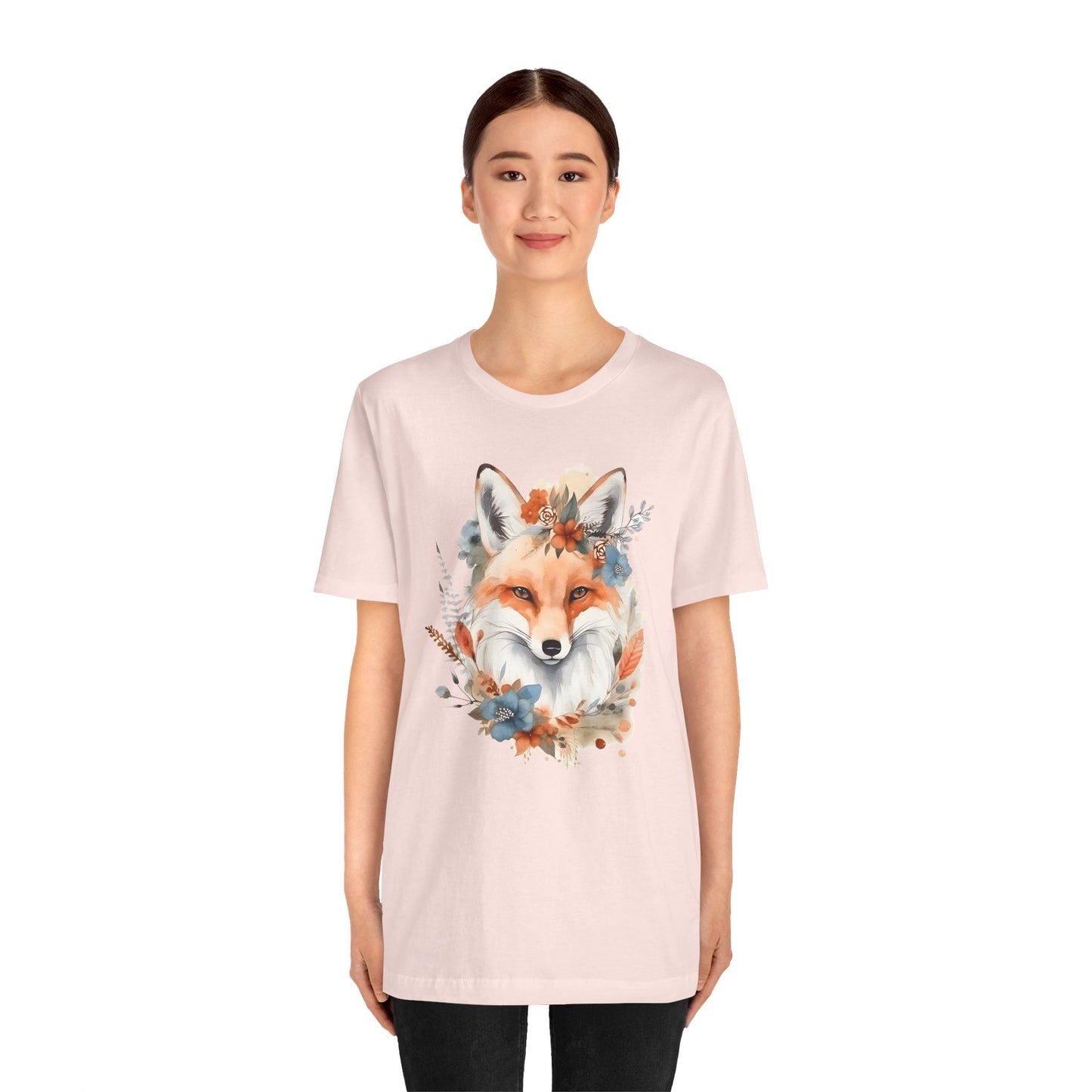 Watercolor Fox and Flowers Tee (Unisex)