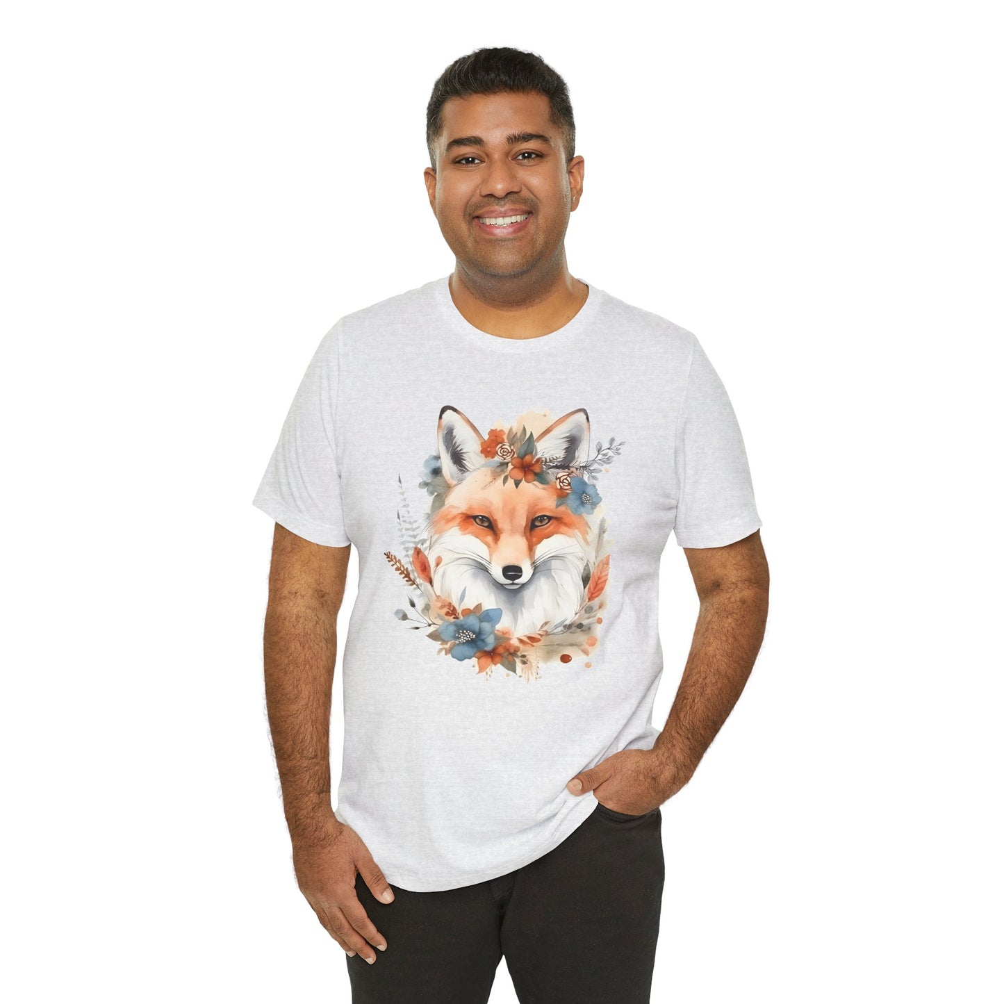 Watercolor Fox and Flowers Tee (Unisex)