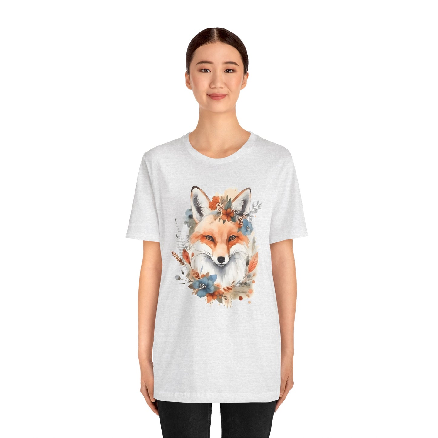 Watercolor Fox and Flowers Tee (Unisex)