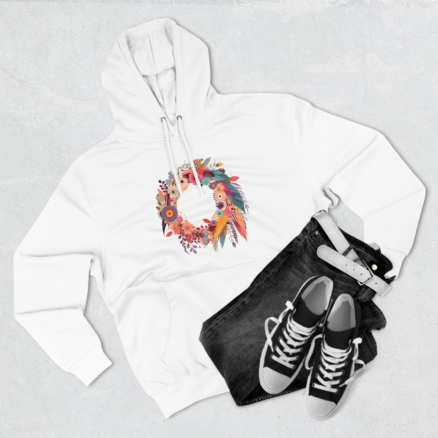 Whimsical Feather Wreath Hoodie (Unisex)