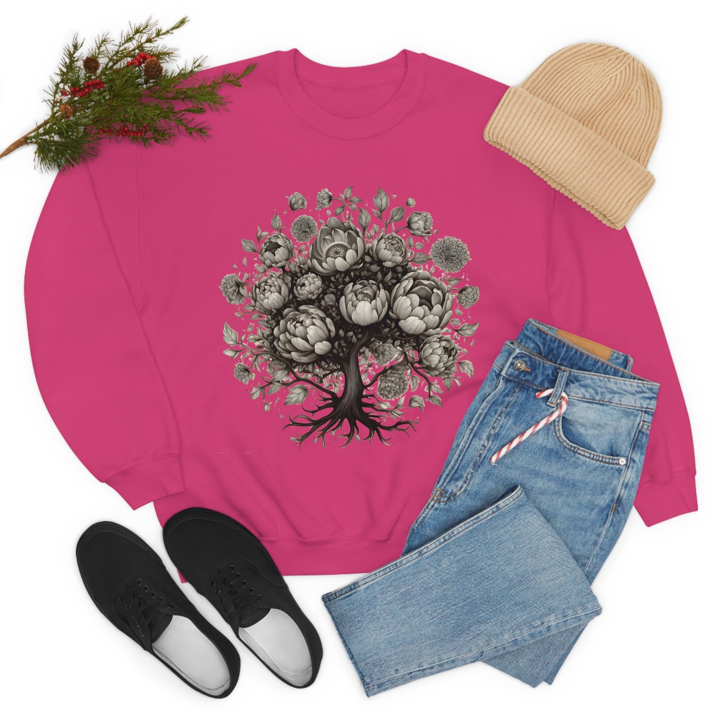 Peony Tree Crewneck Sweatshirt (Unisex)