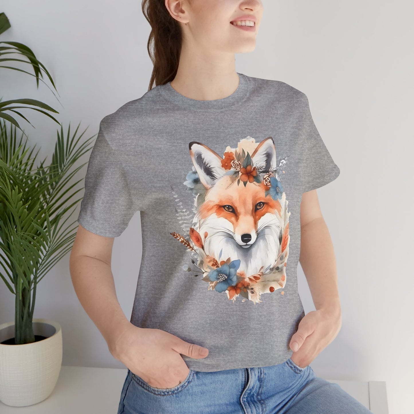 Watercolor Fox and Flowers Tee (Unisex)