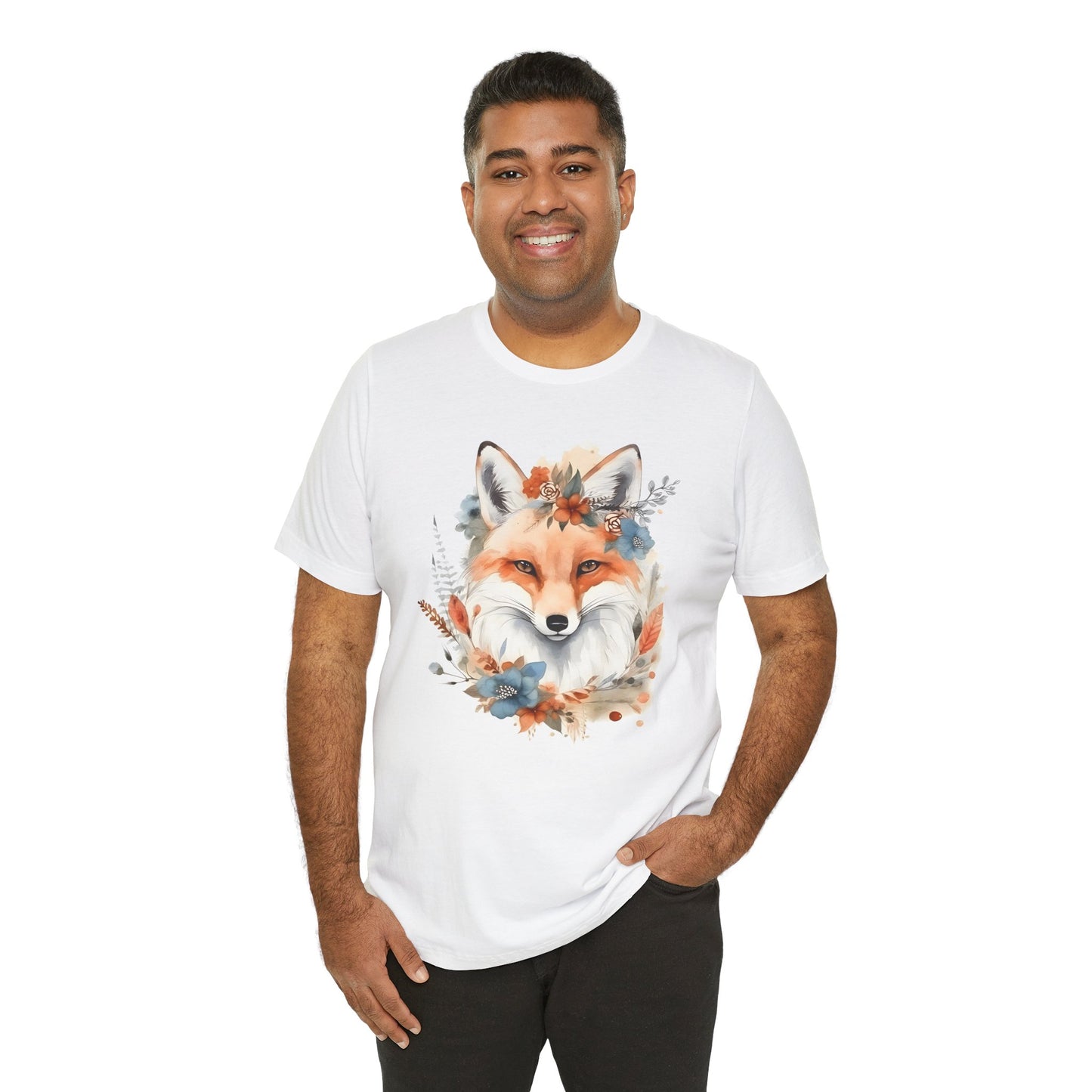 Watercolor Fox and Flowers Tee (Unisex)
