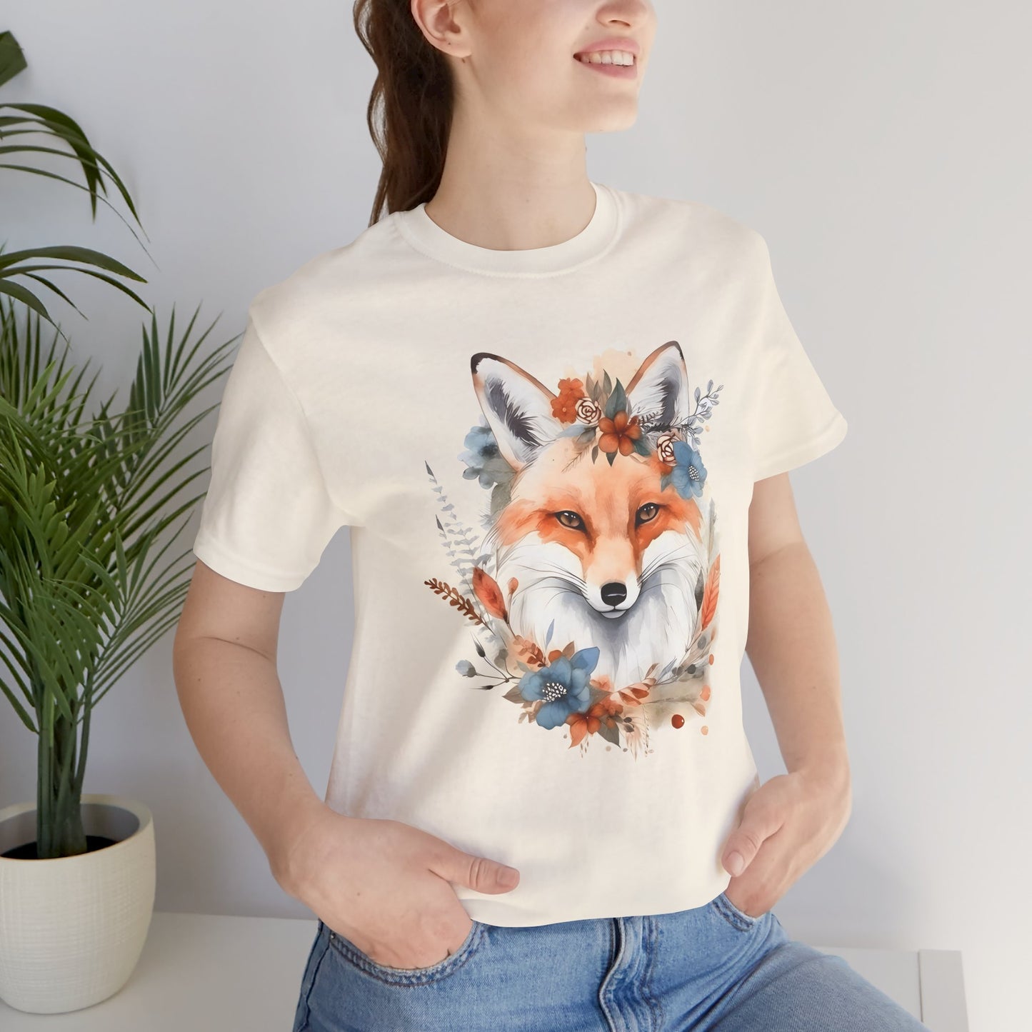 Watercolor Fox and Flowers Tee (Unisex)