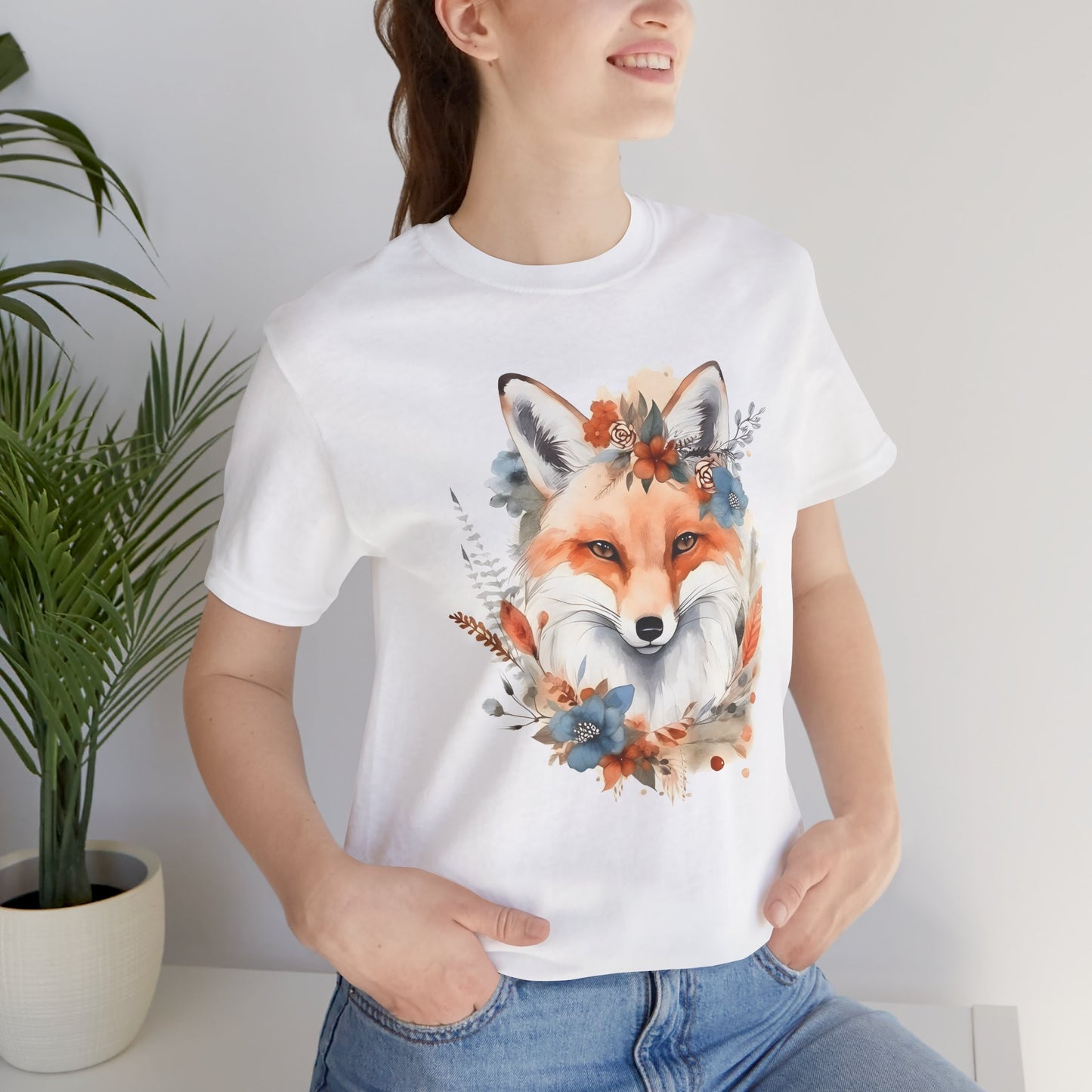 Watercolor Fox and Flowers Tee (Unisex)