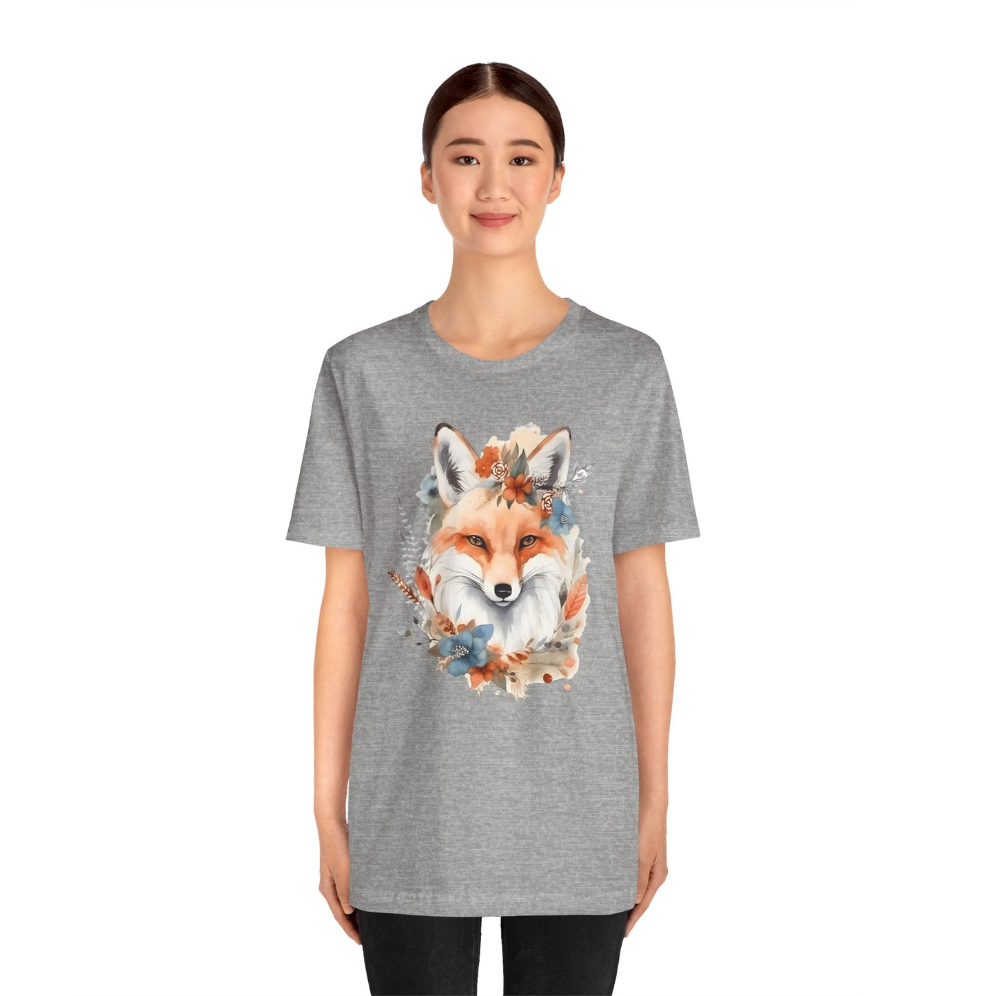 Watercolor Fox and Flowers Tee (Unisex)