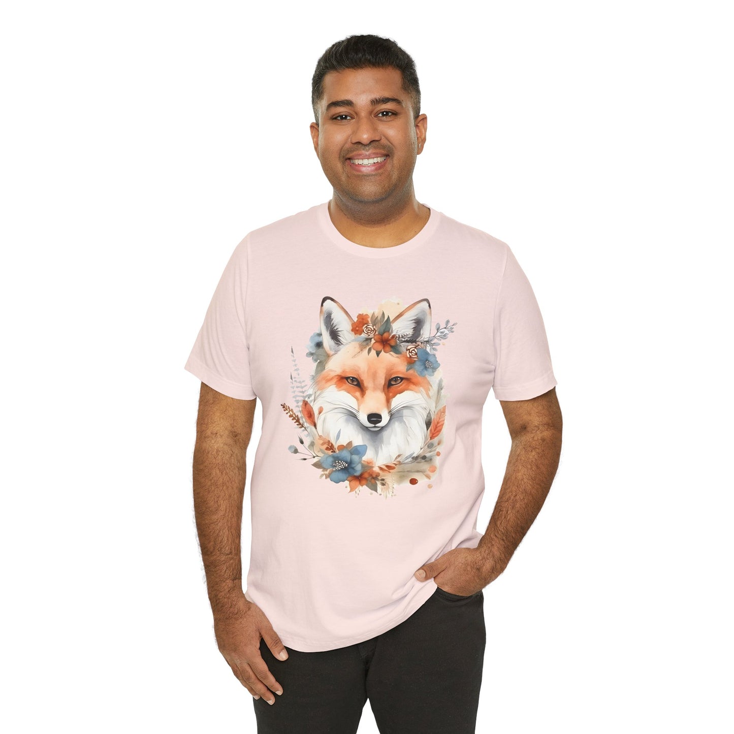Watercolor Fox and Flowers Tee (Unisex)