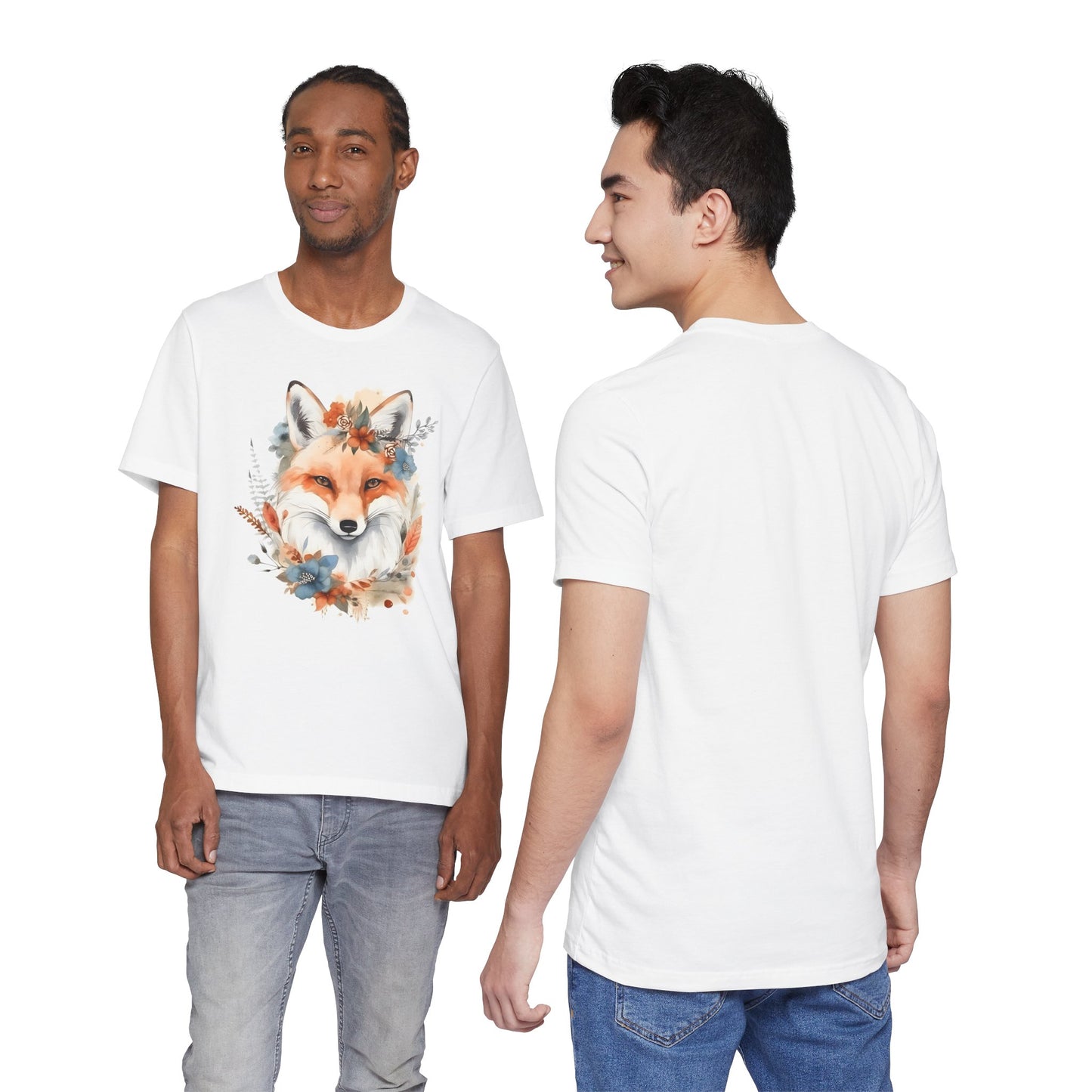 Watercolor Fox and Flowers Tee (Unisex)
