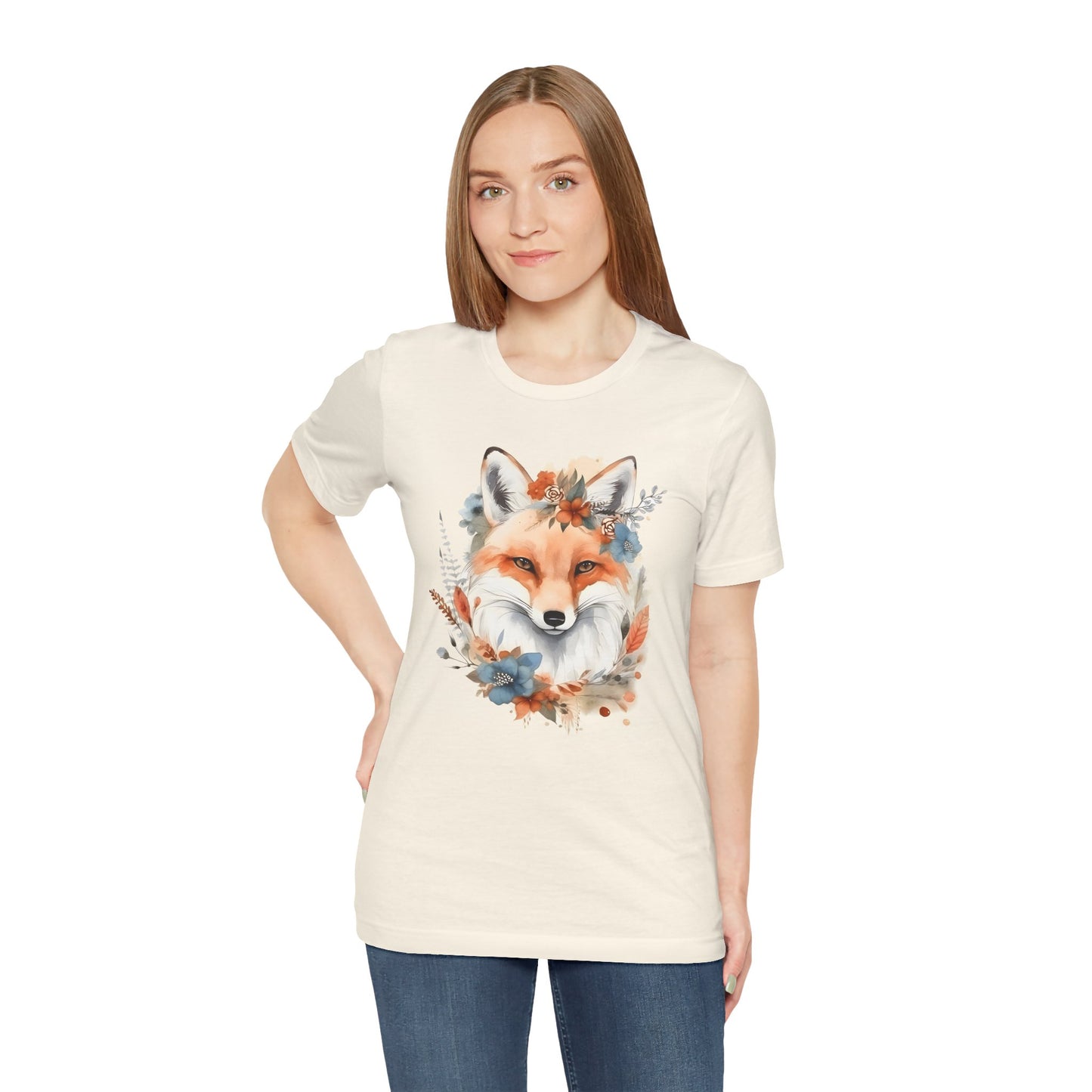 Watercolor Fox and Flowers Tee (Unisex)