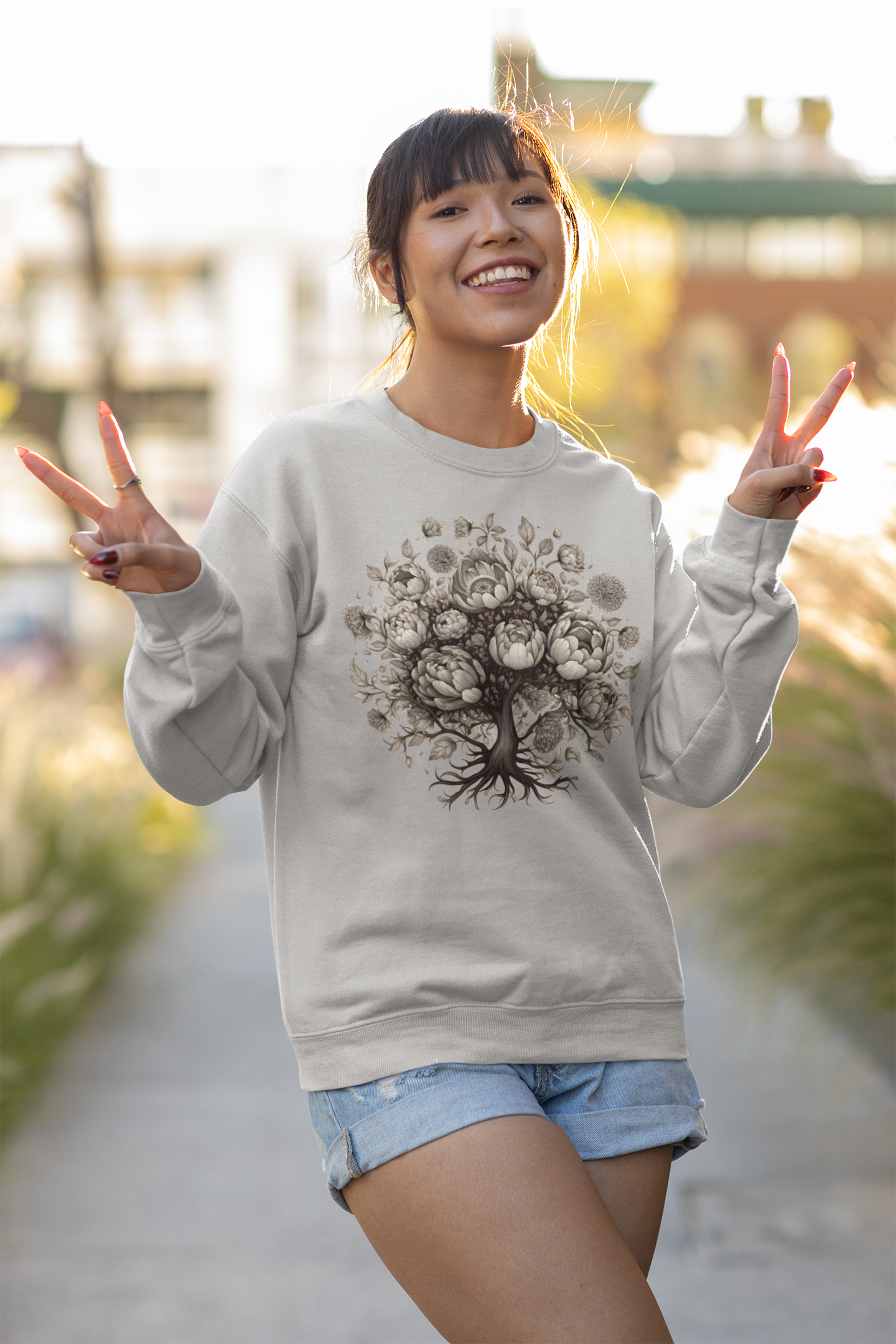 Peony Tree Crewneck Sweatshirt (Unisex)