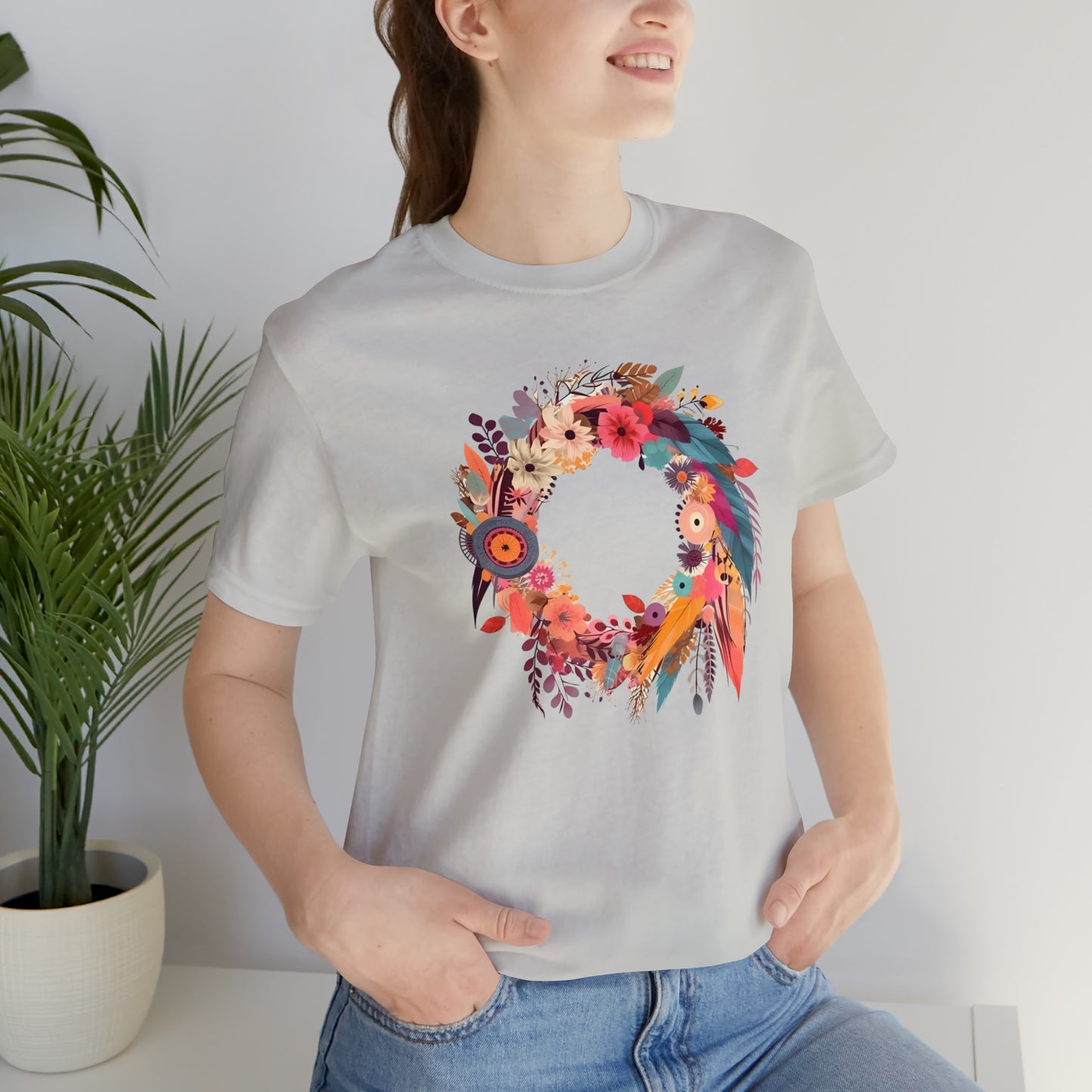 Whimsical Feather Wreath Tee (Unisex)