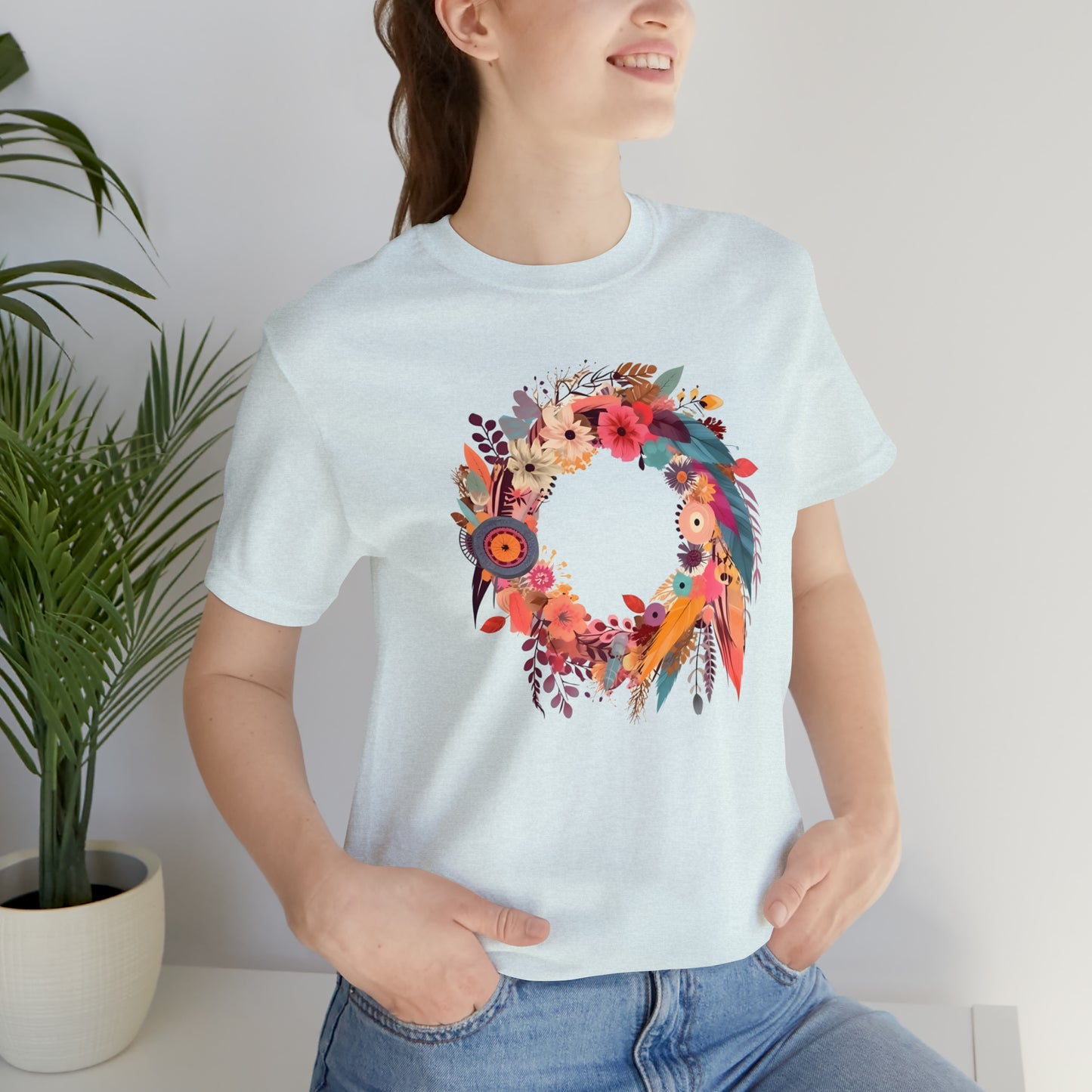 Whimsical Feather Wreath Tee (Unisex)