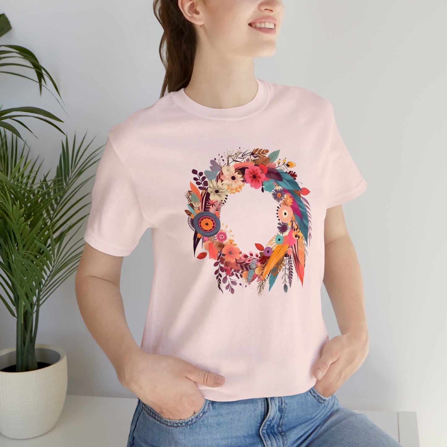 Whimsical Feather Wreath Tee (Unisex)