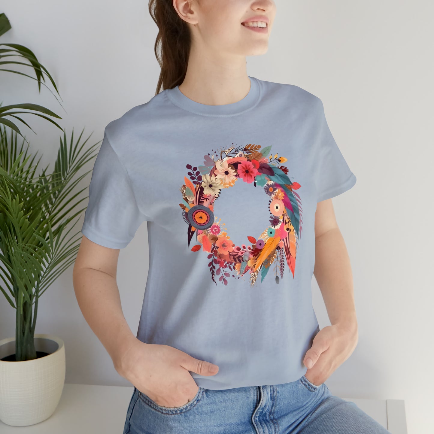 Whimsical Feather Wreath Tee (Unisex)