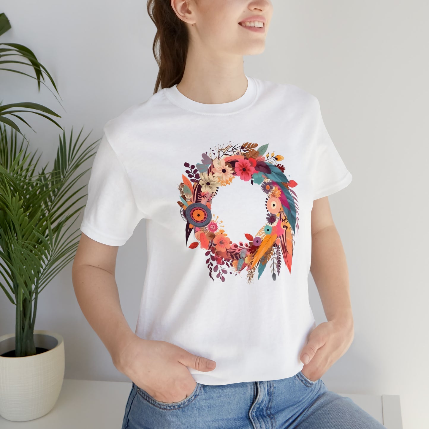 Whimsical Feather Wreath Tee (Unisex)