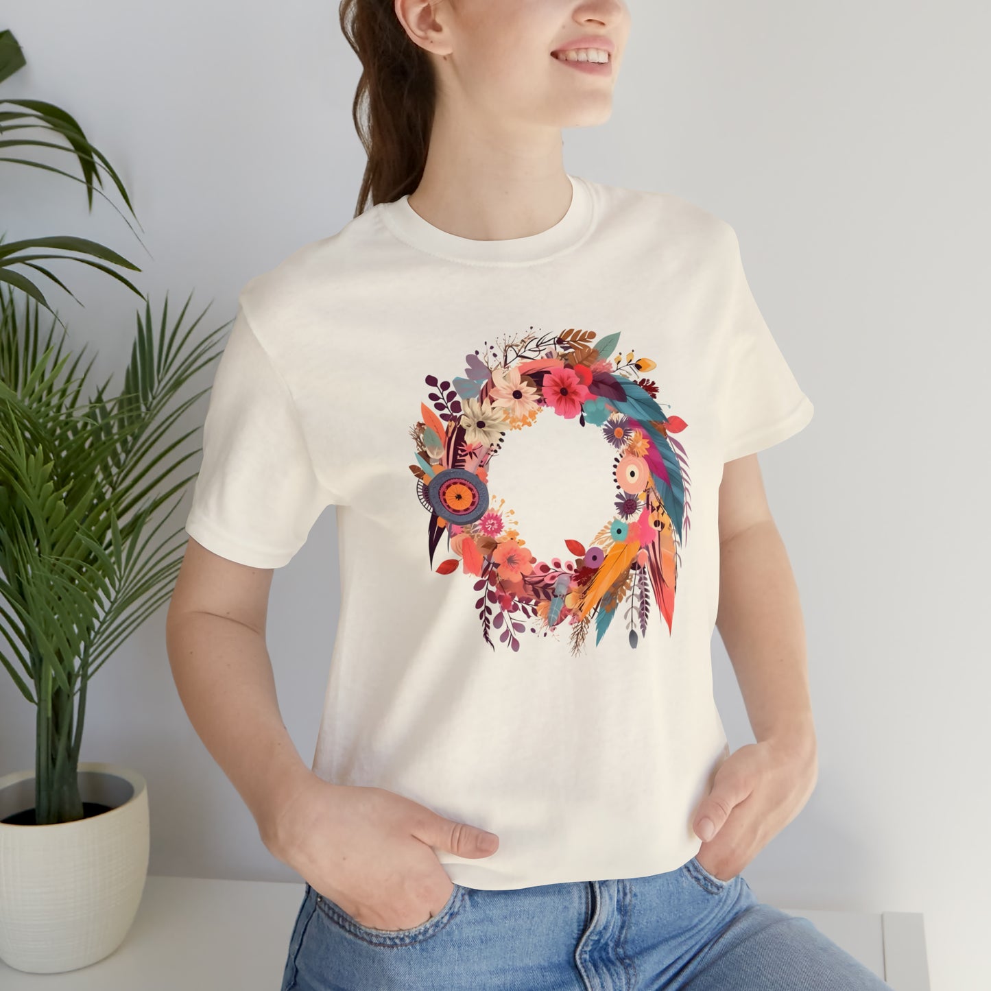 Whimsical Feather Wreath Tee (Unisex)